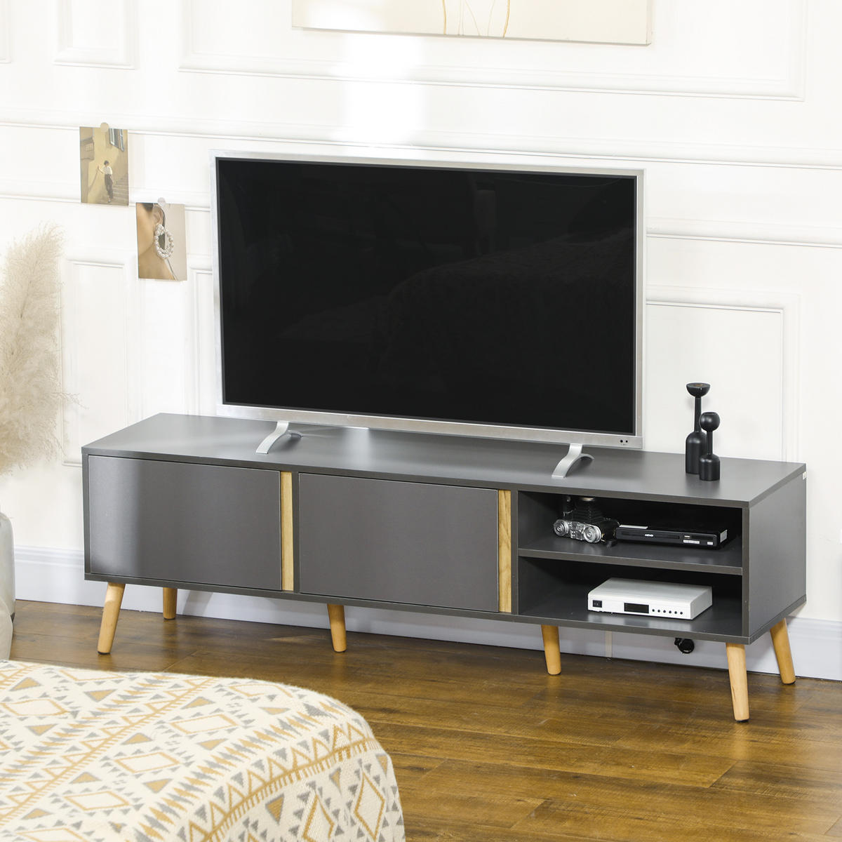 TV-MÖBEL Dunkelgrau 1 Stück - Dunkelgrau, Holzwerkstoff (150/45/35cm) - GiPP