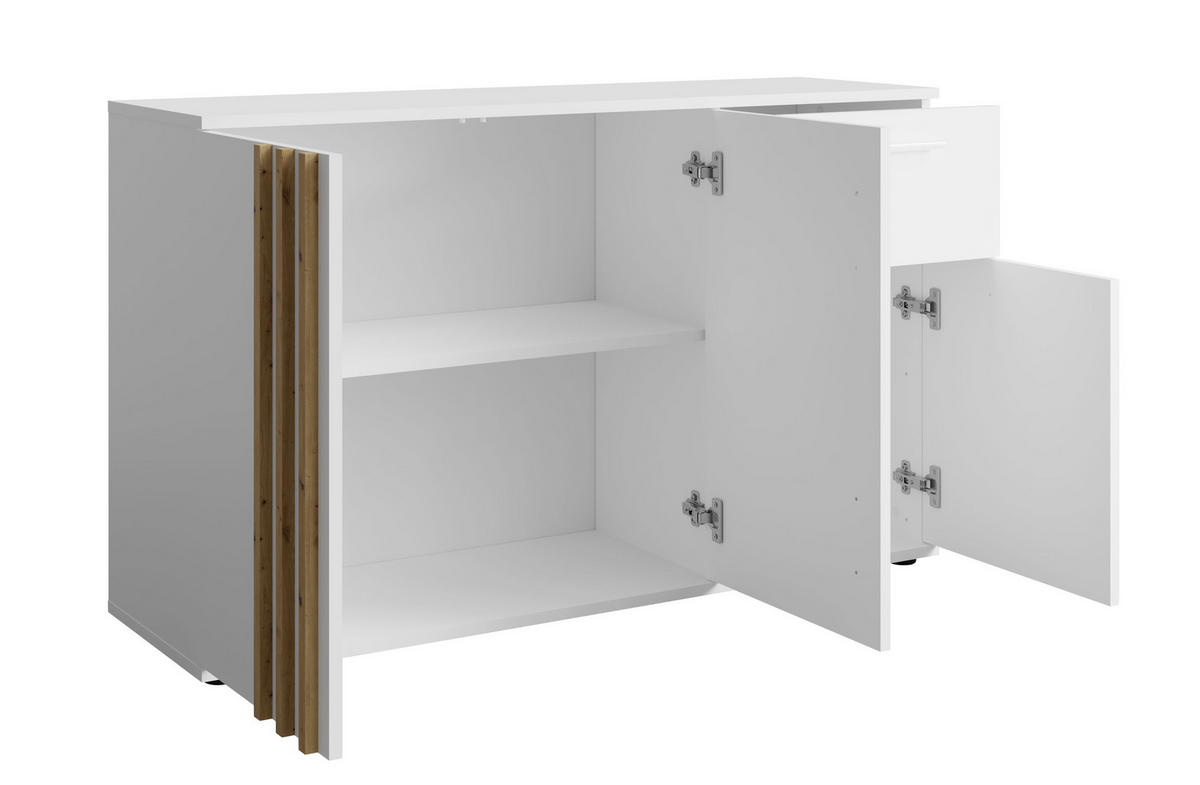 SIDEBOARD Turell 3D1SZ Weiß 120/73/35 cm – Kommode mit Schublade - Weiß, Holzwerkstoff/Kunststoff (120/73/35cm) - AX Living