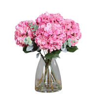 KUNSTBLUME Künstlicher Hortensienstrauß - Thufir 40 cm in Glasvase mit künstl. Wasser - Pink, Kunststoff (40cm) - aplanta