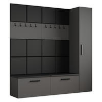 GARDEROBENSCHRANK MODULO 201,2/204/40 cm Modern Garderobe-Set Grau - Schwarz/Grau, Holzwerkstoff (201.2/204/40cm) - MASSENO