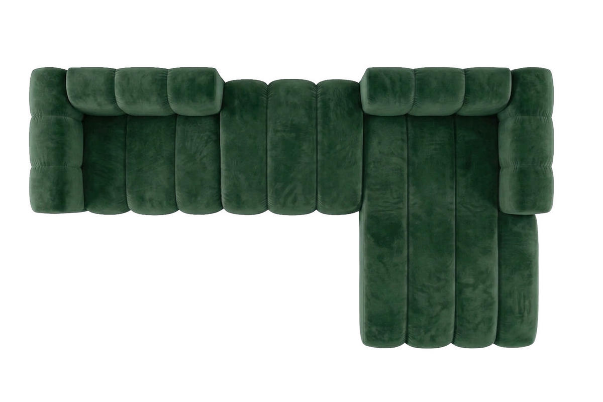 ECKSOFA Modulares In L-Form, Velvet-Stoff Riviera, Grün, Rechts, GRAND 319 cm - Grün, Holz (319/175cm) - Kaiser Möbel