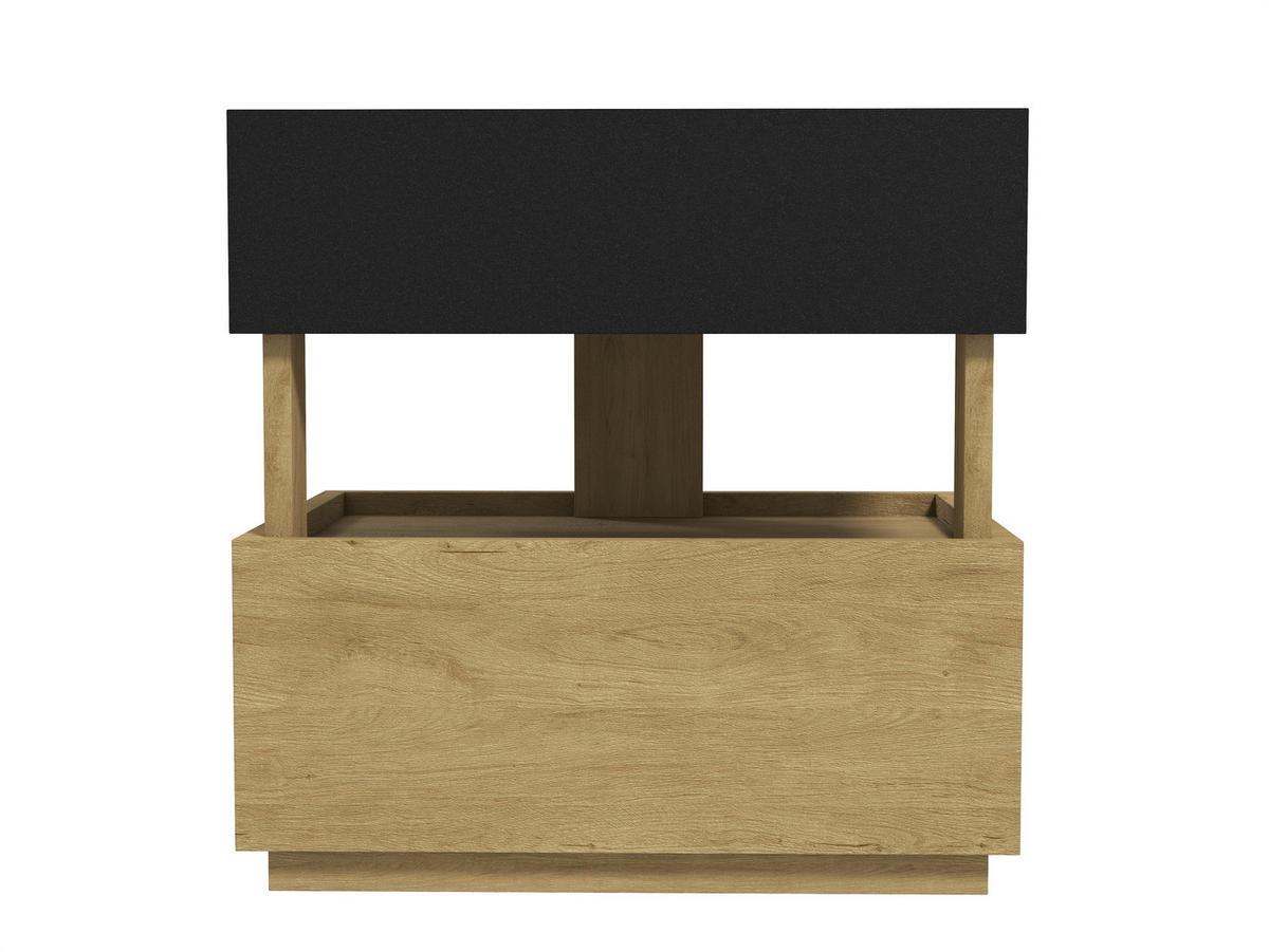 NACHTTISCH mit LED, Nachtkonsole mit Steckdose und USB, 50x40x50 cm - Schwarz, Holzwerkstoff (50/50/40cm) - LVHOM