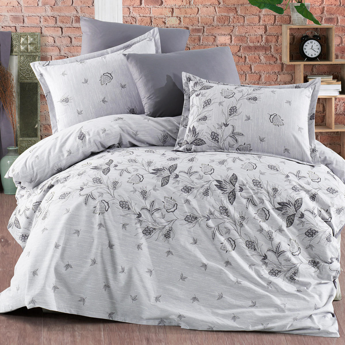 BETTWÄSCHE 6-teilig 220/240 cm SPRING - Grau, Textil (220/240cm) - ROLFNERS