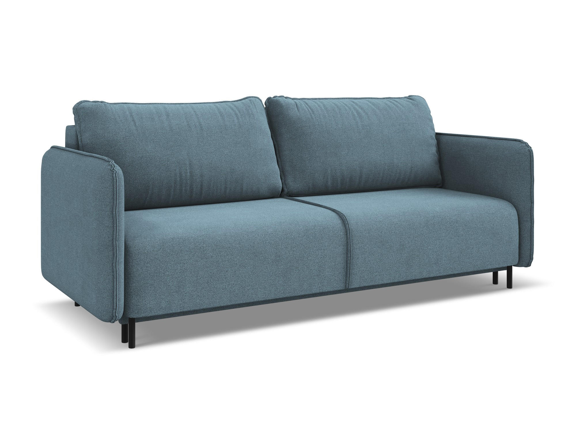 3-SITZER SOFA mit Schlaffunktion Strukturstoff Stoff Blau - Blau/Schwarz, Holz/Textil (226/90/92cm) - Makamii