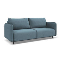 3-SITZER SOFA mit Schlaffunktion Strukturstoff Stoff Blau - Blau/Schwarz, Holz/Textil (226/90/92cm) - Makamii