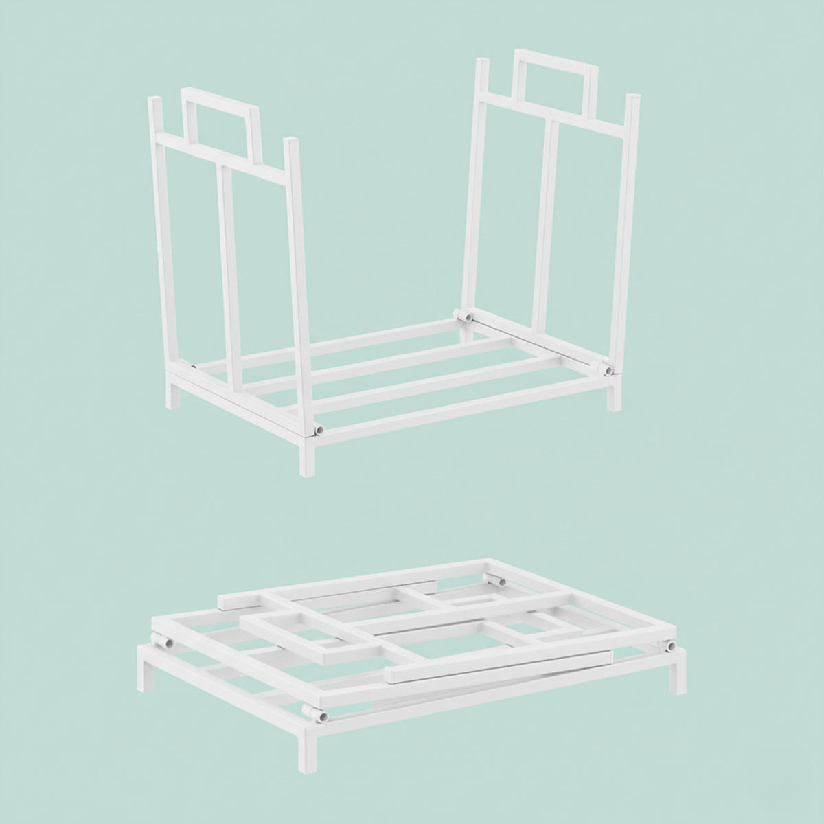 KAMINHOLZREGAL - Weiß, Metall (45/41/33cm) - Relaxdays