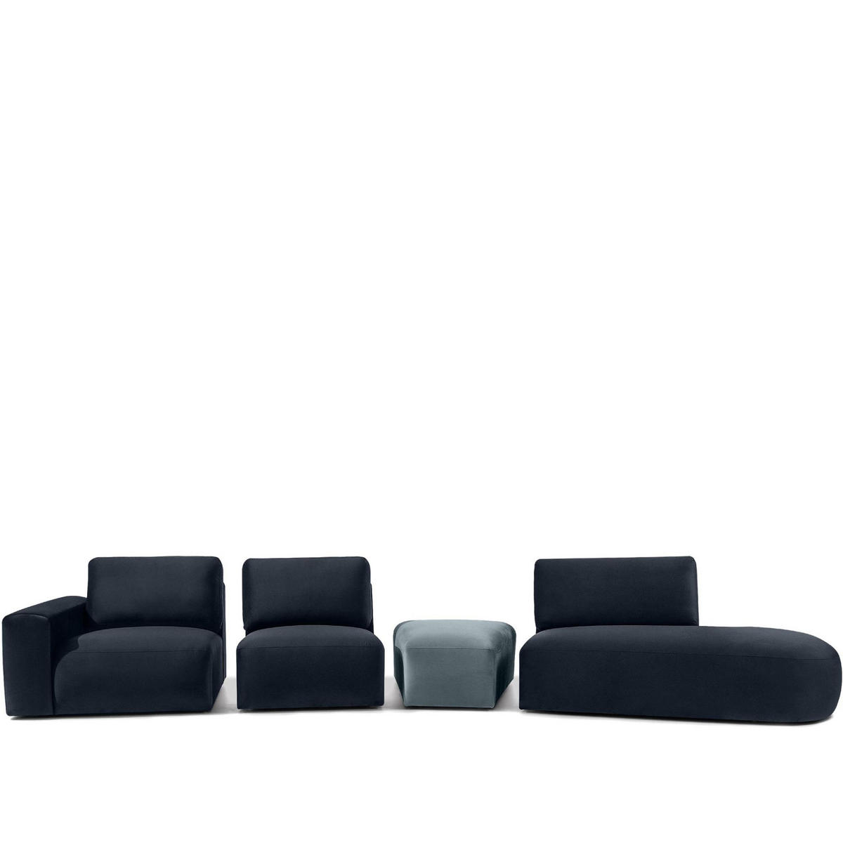 5-SITZER ECKSOFA ZUCCO Velour rechts, Marineblau - Blau, Textil (430/84/105cm) - KONSIMO®