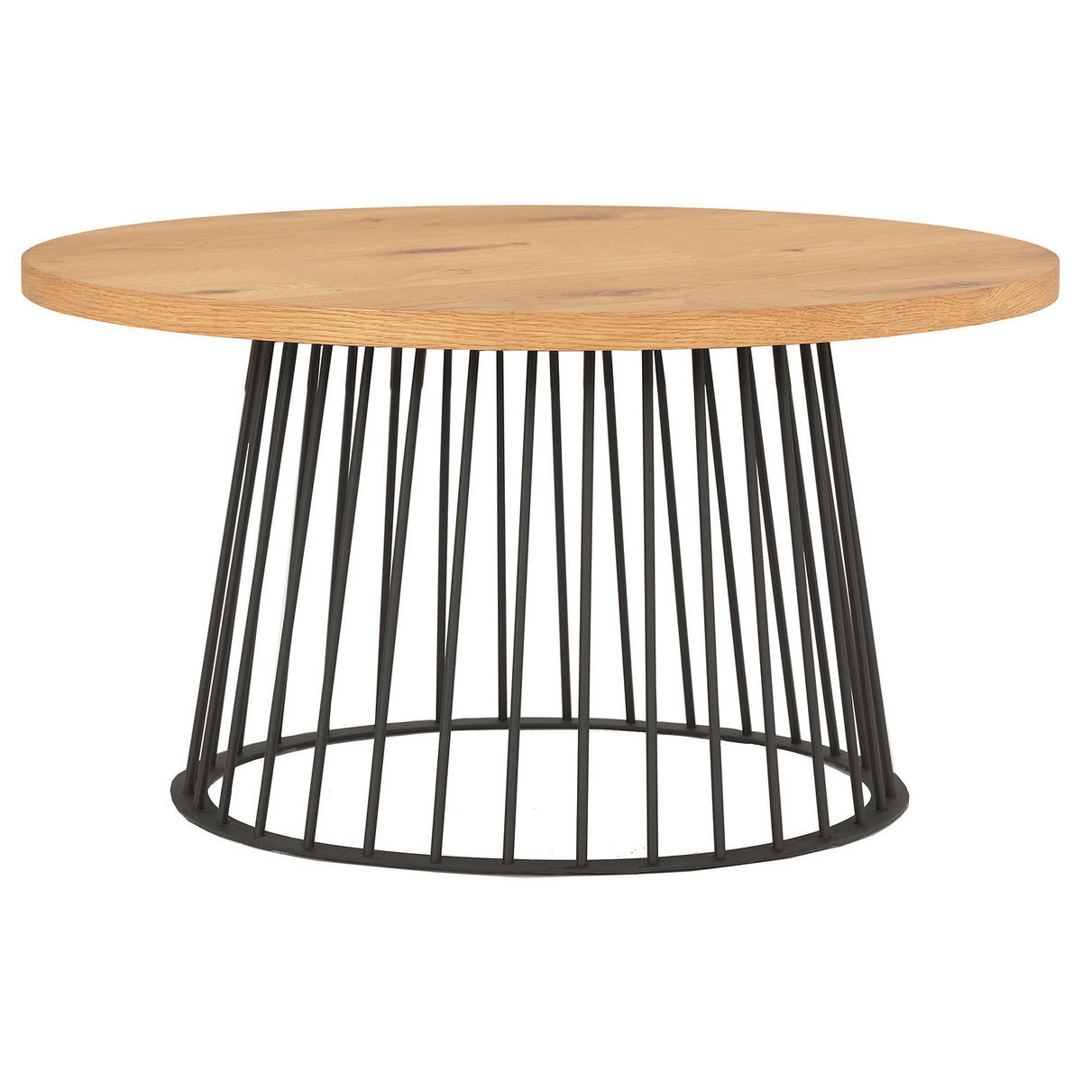 FURNIERTER COUCHTISCH - Eiche / Schwarz - Eichefarben, Holzwerkstoff/Metall (80/80/42cm) - home24