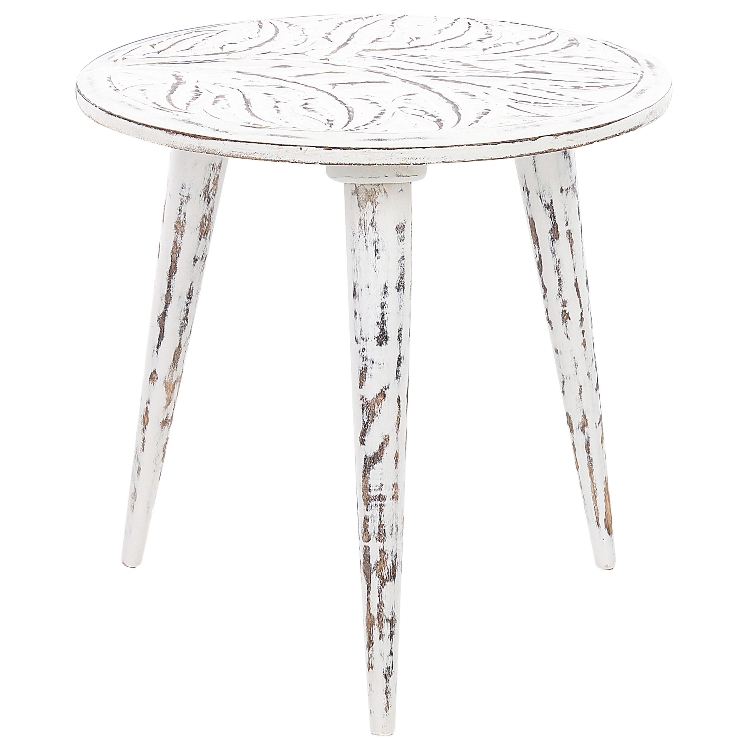 BEISTELLTISCH 2er-Set Rund Weiß Chandra - Weiß, Holz (45/45cm) - Beliani