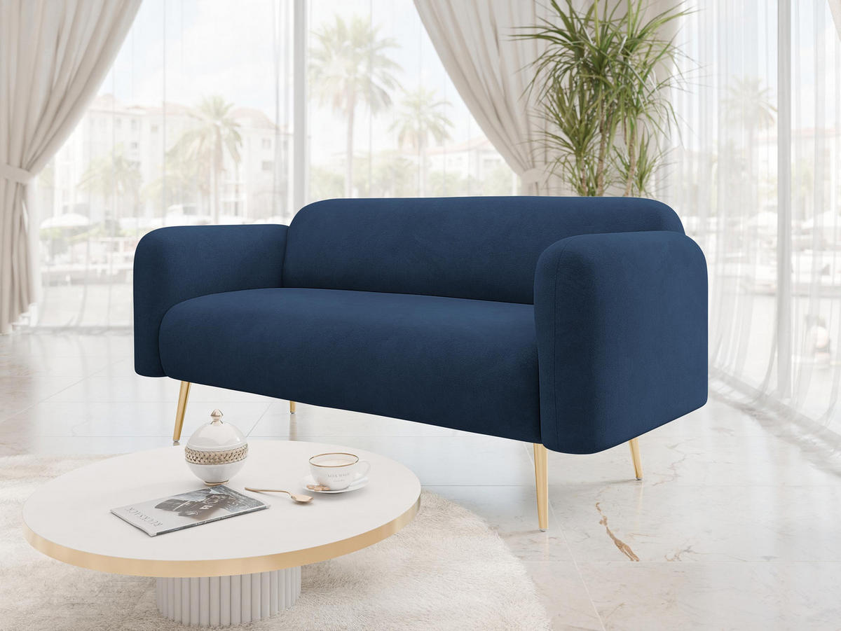 SOFA Nami 2 - Blau/Goldfarben, Holz/Textil (174/75/71cm) - MIRJAN24