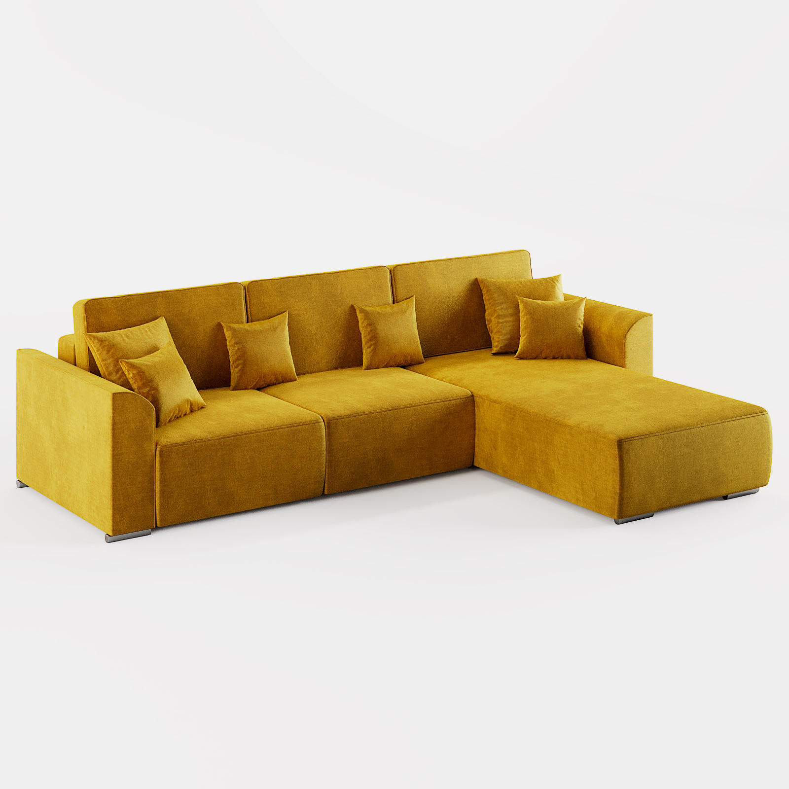 ECKSOFA LUMO L Rechts Gelb Velours-Stoff mit Schlaffunktion und Bettkasten - Gelb, Textil (293/195cm) - Barchello