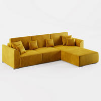ECKSOFA LUMO L Rechts Gelb Velours-Stoff mit Schlaffunktion und Bettkasten - Gelb, Textil (293/195cm) - Barchello