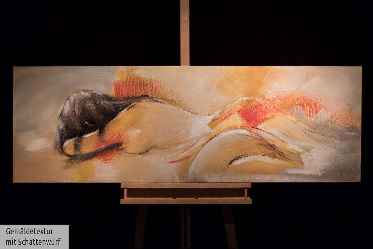 ÖLGEMÄLDE 150/50 cm - Gelb/Orange, Holz/Textil (150/50cm) - KUNSTLOFT