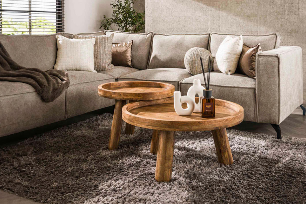 COUCHTISCH-SET FLORA Braun Mango - Braun, Mangoholz/Holz (80/80/41cm) - KAWOLA