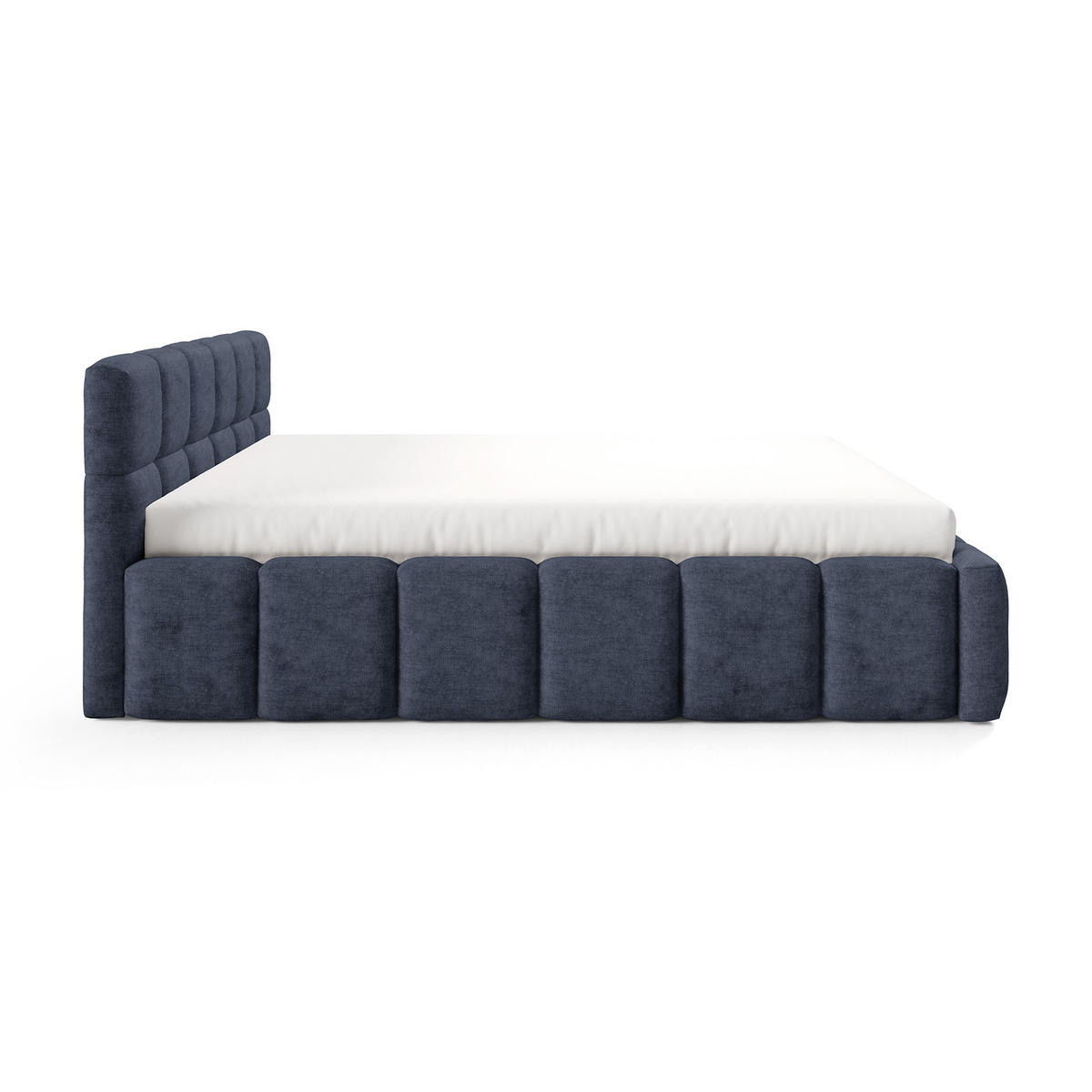 POLSTERBETT NUBO Medium 140x200 cm mit Bettkasten – PERFECT HARMONY 77 - Dunkelblau, Holz - Dekori_Interiors