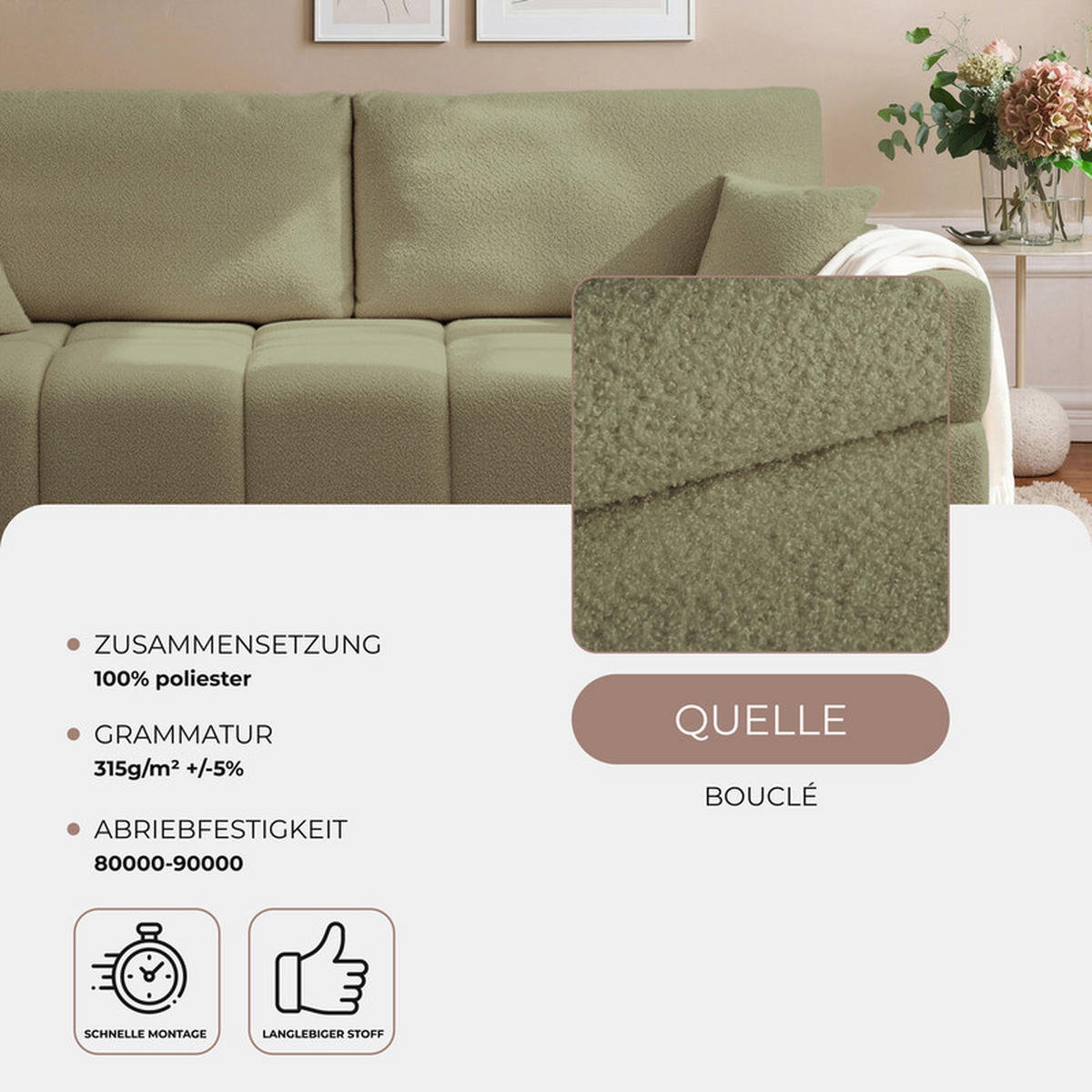 SCHLAFSOFA BUENO mit Bettkasten Grün - Grün, Holzwerkstoff/Kunststoff (245/85/93cm) - Idohome