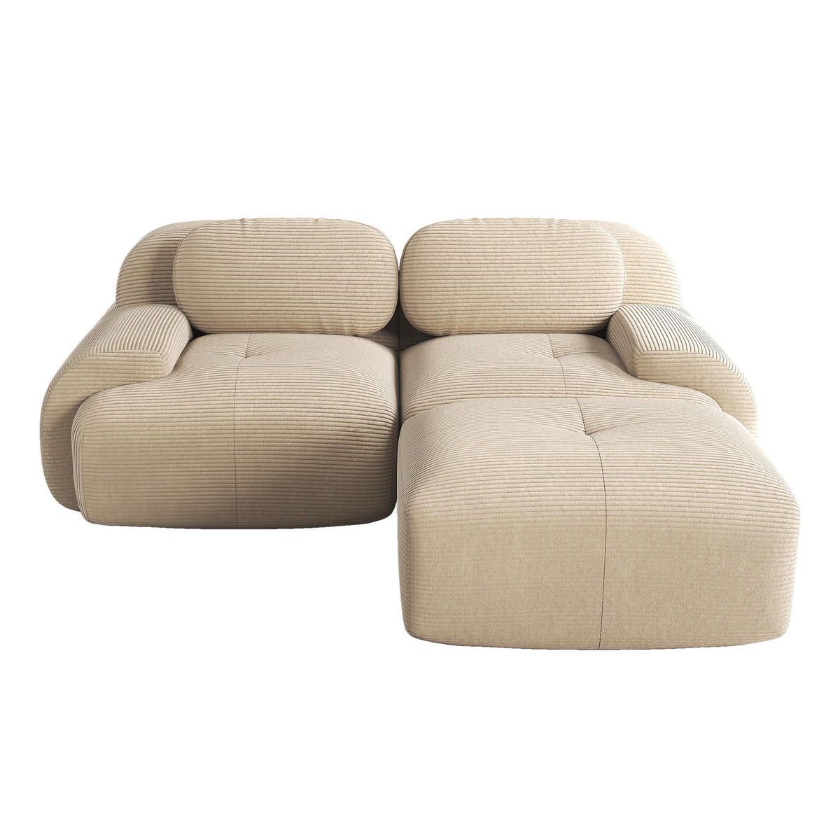 ECKSOFA DE-34025 modular mit gebogenen Armlehnen Beige - Beige, Textil (178/208cm) - ComfortXL