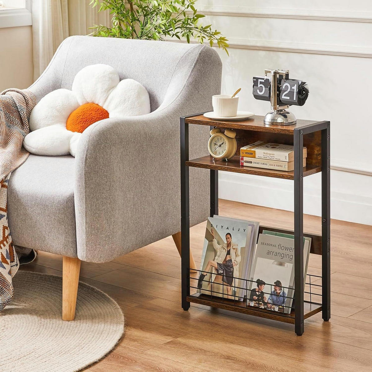 BEISTELLTISCH mit Zeitschriftenhalter Braun 44 x 18 x 62 cm - Braun, Holzwerkstoff (18/44/62cm)