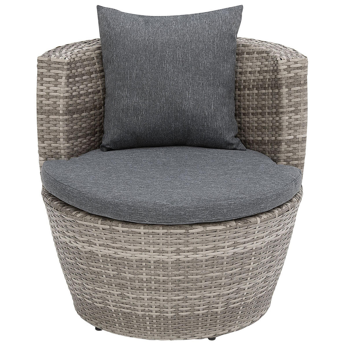 BALKONSET 2-Sitzer Rattan grau Auflagen grau Capri - Grau, Kunststoff/Textil - Beliani