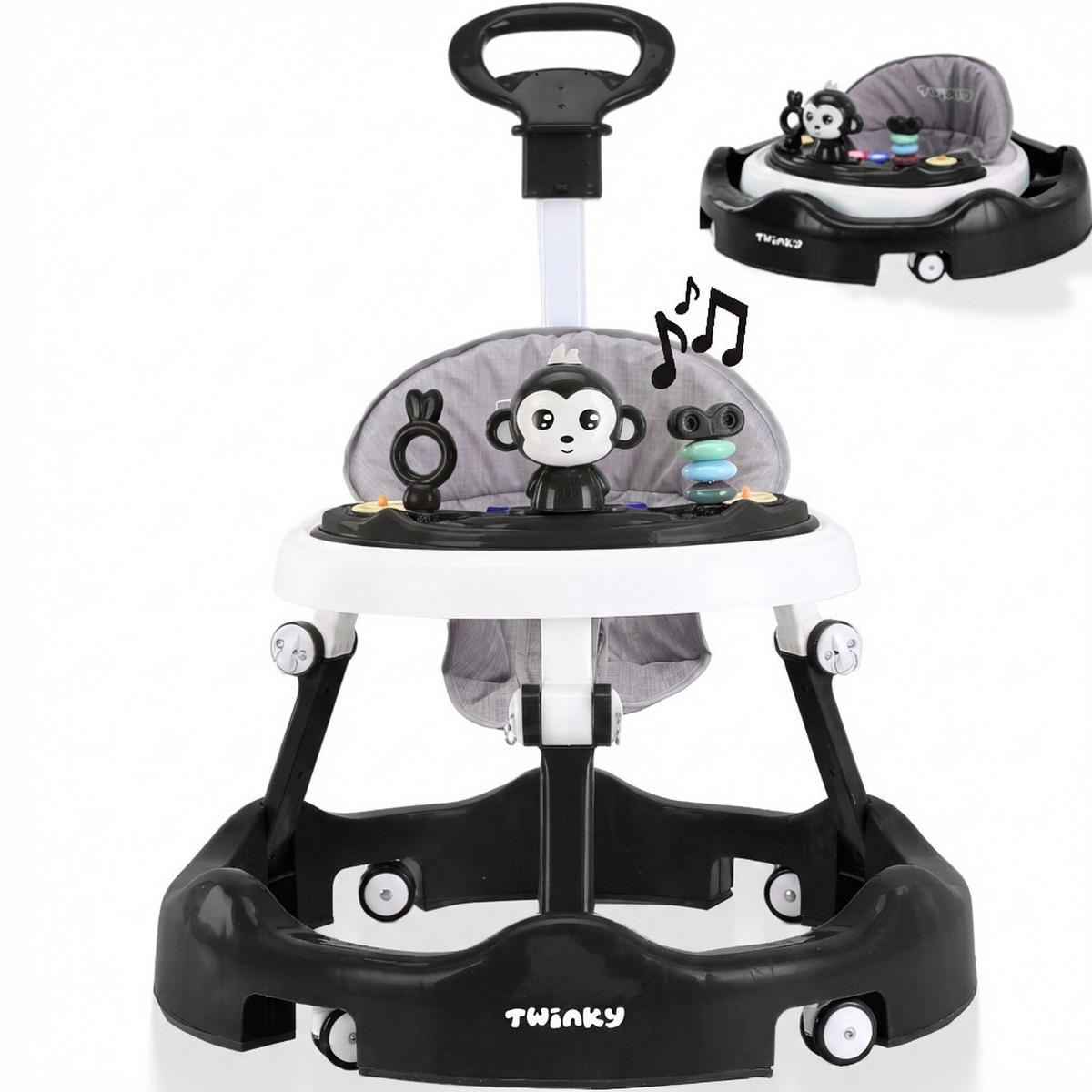 LAUFLERNWAGEN mit Spielset & Bodenmatte Schwarz - Schwarz, Kunststoff (70/70cm) - Twinky