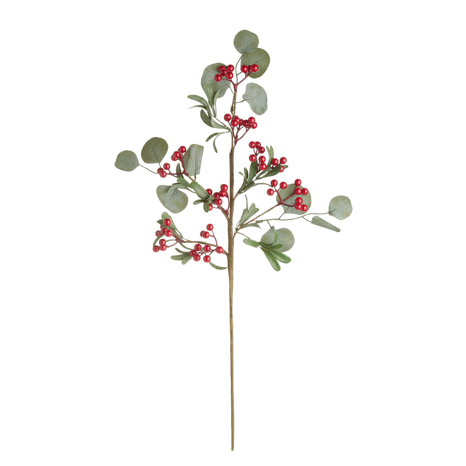 KUNSTZWEIG Florista mit Beeren und Eukalyptus - Grün, Kunststoff (70cm) - Butlers