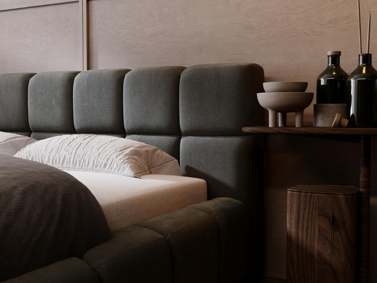 POLSTERBETT Alicante 140x200 Dunkelgrau - Dunkelgrau, Textil (140/200cm) - Graingold