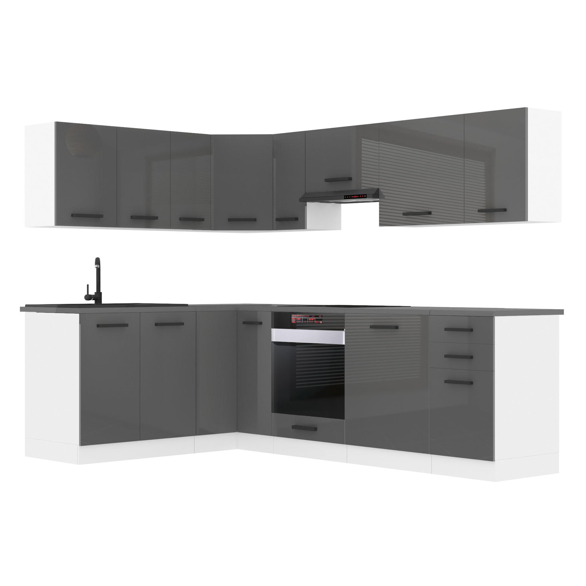 KÜCHE L-Form Janet, ohne Arbeitsplatten, Silber Hochglanz - Silberfarben, Holz (360/204/60cm) - B BELINI GROUP