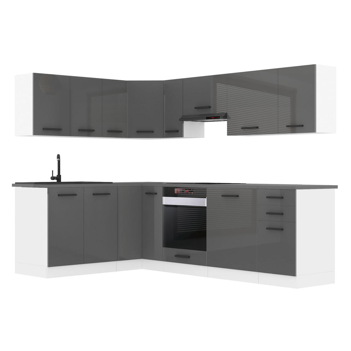 KÜCHE L-Form Janet, ohne Arbeitsplatten, Silber Hochglanz - Silberfarben, Holz (360/204/60cm) - B BELINI GROUP