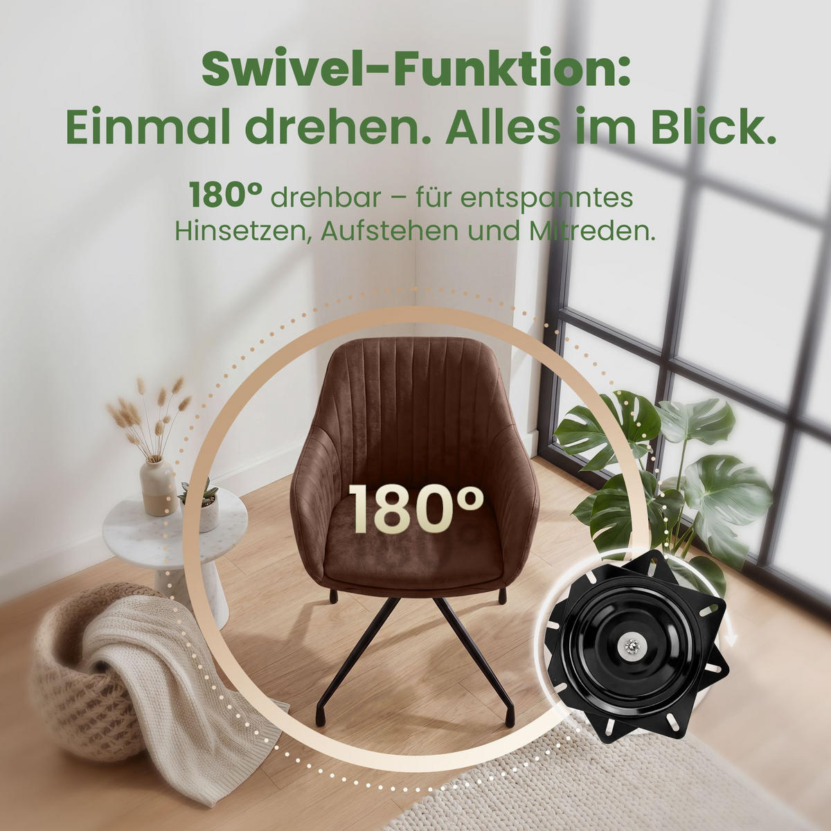 ARMLEHNENSTUHL 2 Lederlook Dunkelbraun - Dunkelbraun/Schwarz, Textil/Metall (58/81/58cm) - CLP