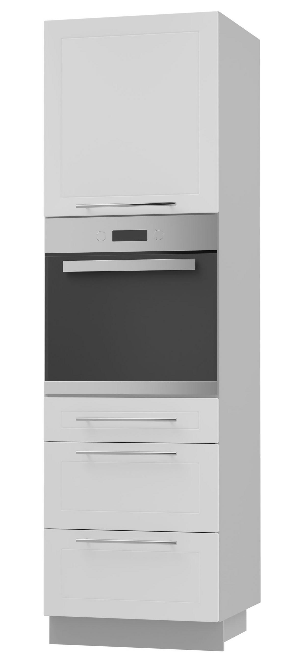 BACKOFEN-HOCHSCHRANK Kvantum D14/RU/3M Weiß Matt / Grau Matt 60 / 59 / 207cm - Weiß/Grau, Holz/Holzwerkstoff (60/207/59cm) - Feldmann-Wohnen