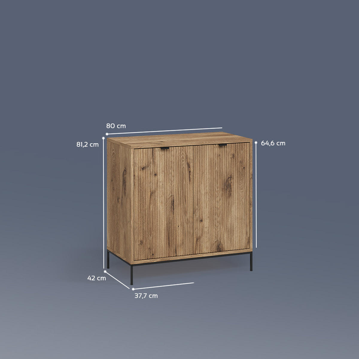 KOMODE Aterno Viking Oak z 2 vrati - barve hrasta, leseni material (42/81.2/80cm) - Livinity®