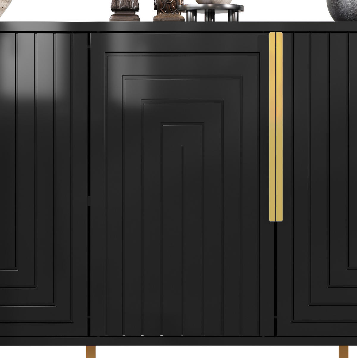 SIDEBOARD mit 2 Türen 152 x 40 x 75 cm MDF Black - Schwarz, Holzwerkstoff (152/75/40cm) - Meubliv