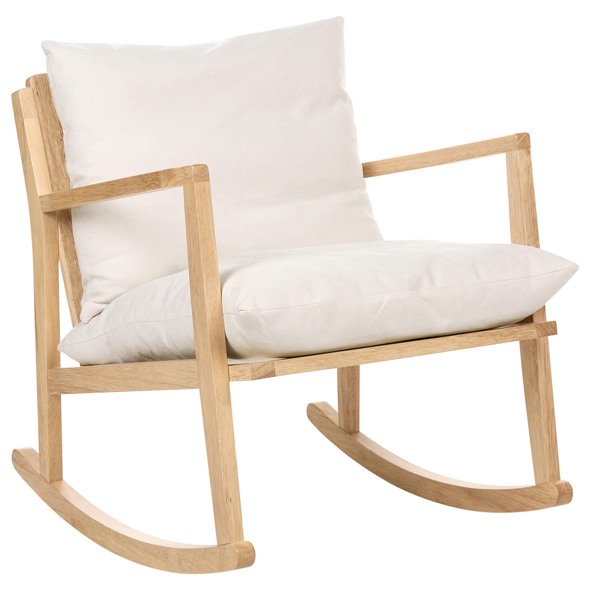 SCHAUKELSESSEL Holz Hellbraun/Hellbeige Kjevik - Beige/Braun, Textil (65/75/75cm) - Beliani