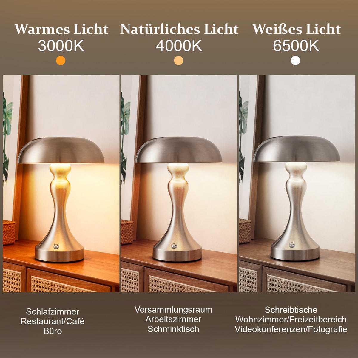 LED stolní lampa Achard 15,5/15,5/22 cm - stříbrná, kov (15.5/15.5/22cm) - Nettlife