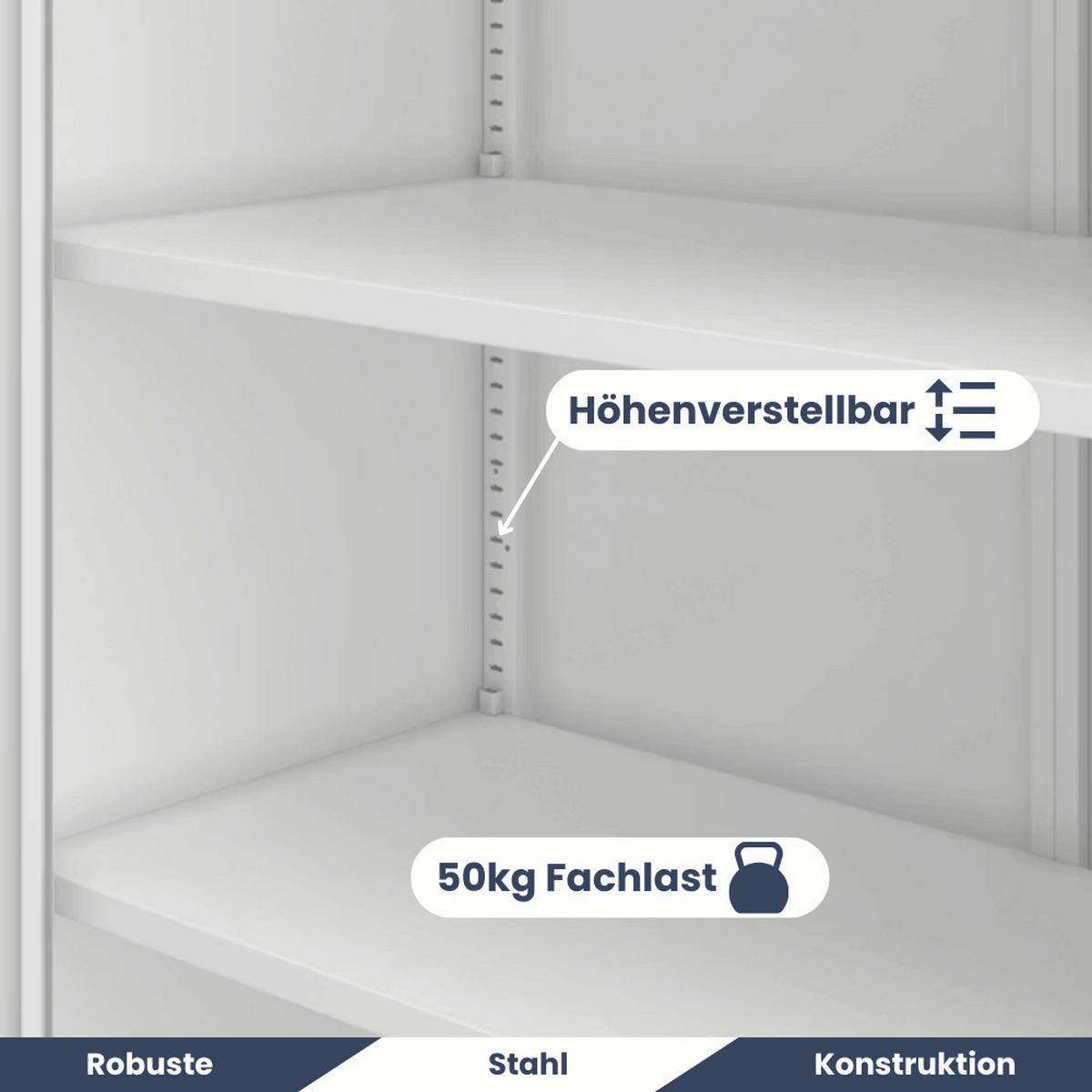 AKTENSCHRANK abschließbar KADO mit Flügeltüren 175x80x40cm Weiß - Weiß, Metall (80/175/40cm) - DELUKE