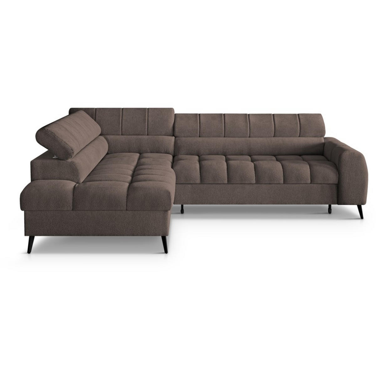 ECKSCHLAFSOFA Vinni Braun, Chenille-Stoff, links - Braun, Textil (265/205cm) - Beautysofa
