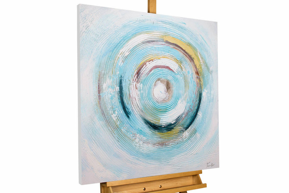 ACRYLBILD HANDGEMALT 80/80 cm - Blau/Weiß, Holz/Textil (1.92/80cm) - KUNSTLOFT
