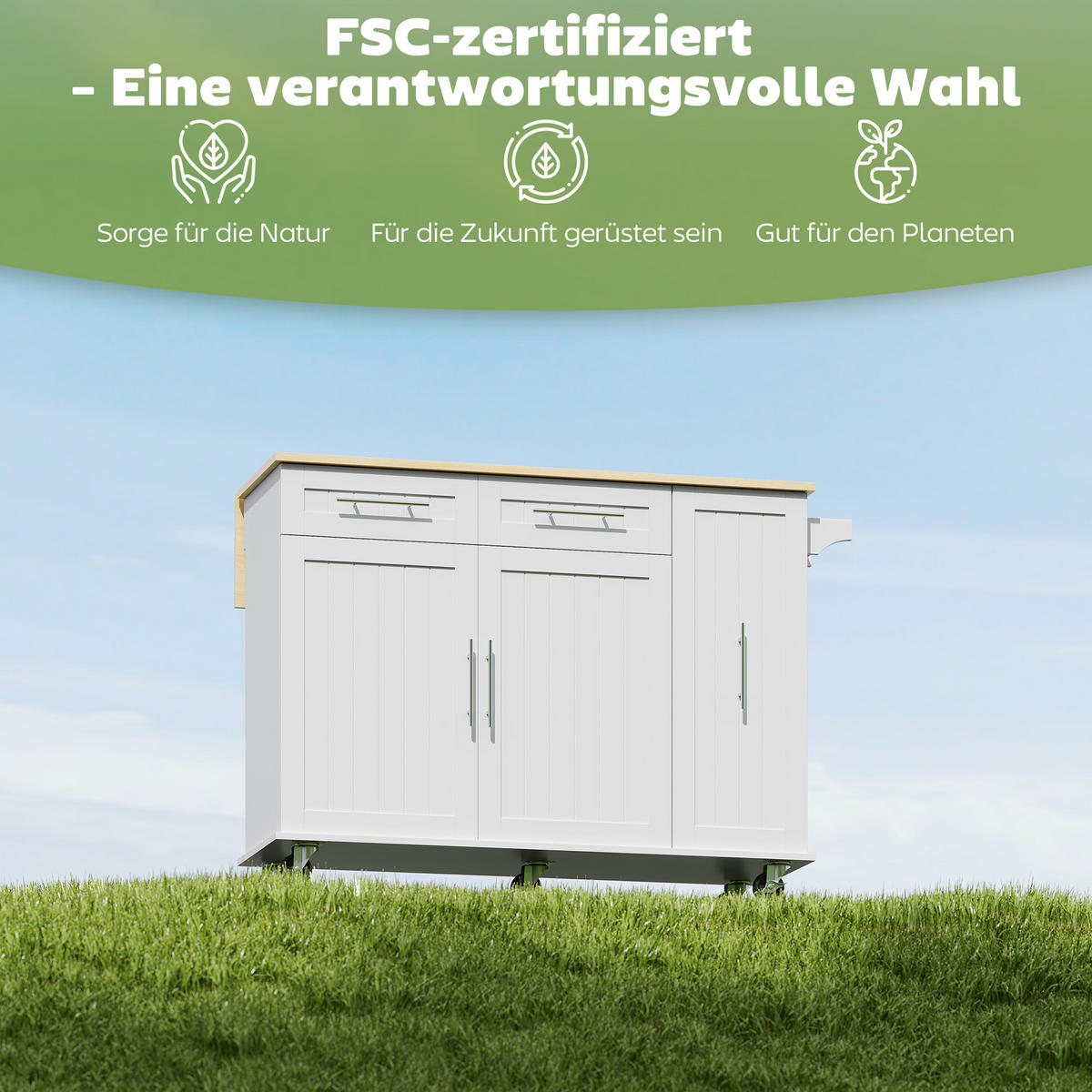 SERVIERWAGEN DE-08695 erweiterbar mit Soft-Close & Handtuchhalter Weiß - Weiß, Holzwerkstoff (65/91/129cm) - ComfortXL
