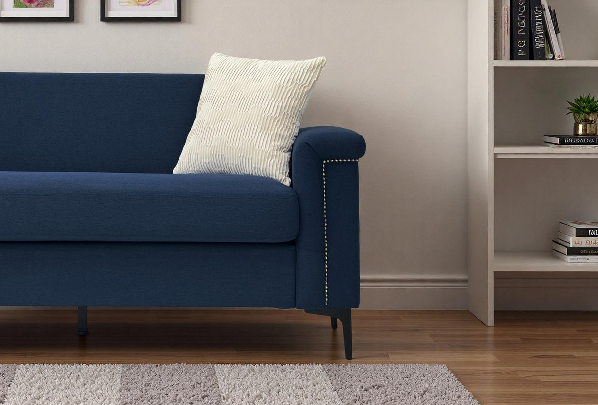 2-SITZER Sofa Polyester-Feinleinen mit Nieten und Metallfüßen 172/73.5/81.5 cm Blau - Blau, Textil (73.5/81.5/172cm) - Redom