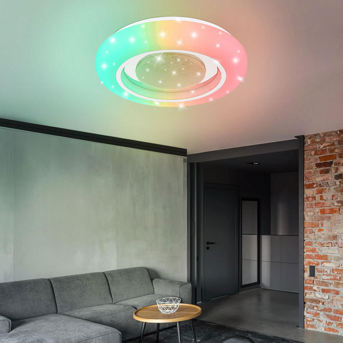 LED DECKENLEUCHTE Kristall Weiß Opal - Weiß, Metall (39/39/8cm) - Globo Lighting