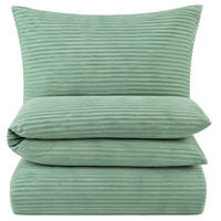 WINTER-BETTWÄSCHE 135x200 Cashmere Touch - Warme Plüsch Rip Cord Kuschelbettwäsche- Salbeigrün - Salbeigrün, Textil (135/200cm) - Carpe Sonno