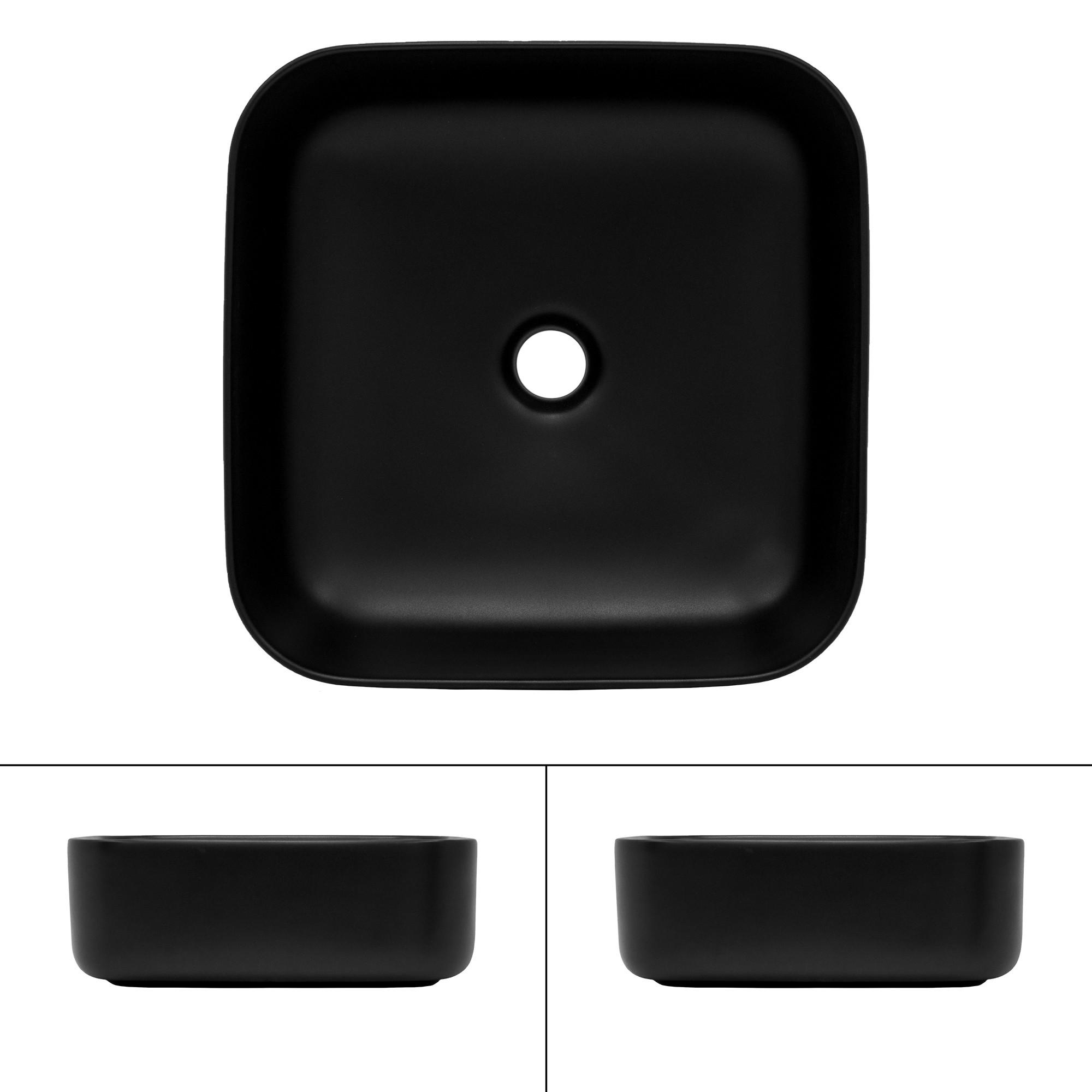 WASCHBECKEN - Schwarz, Keramik (39.5/14/14cm) - ML-DESIGN