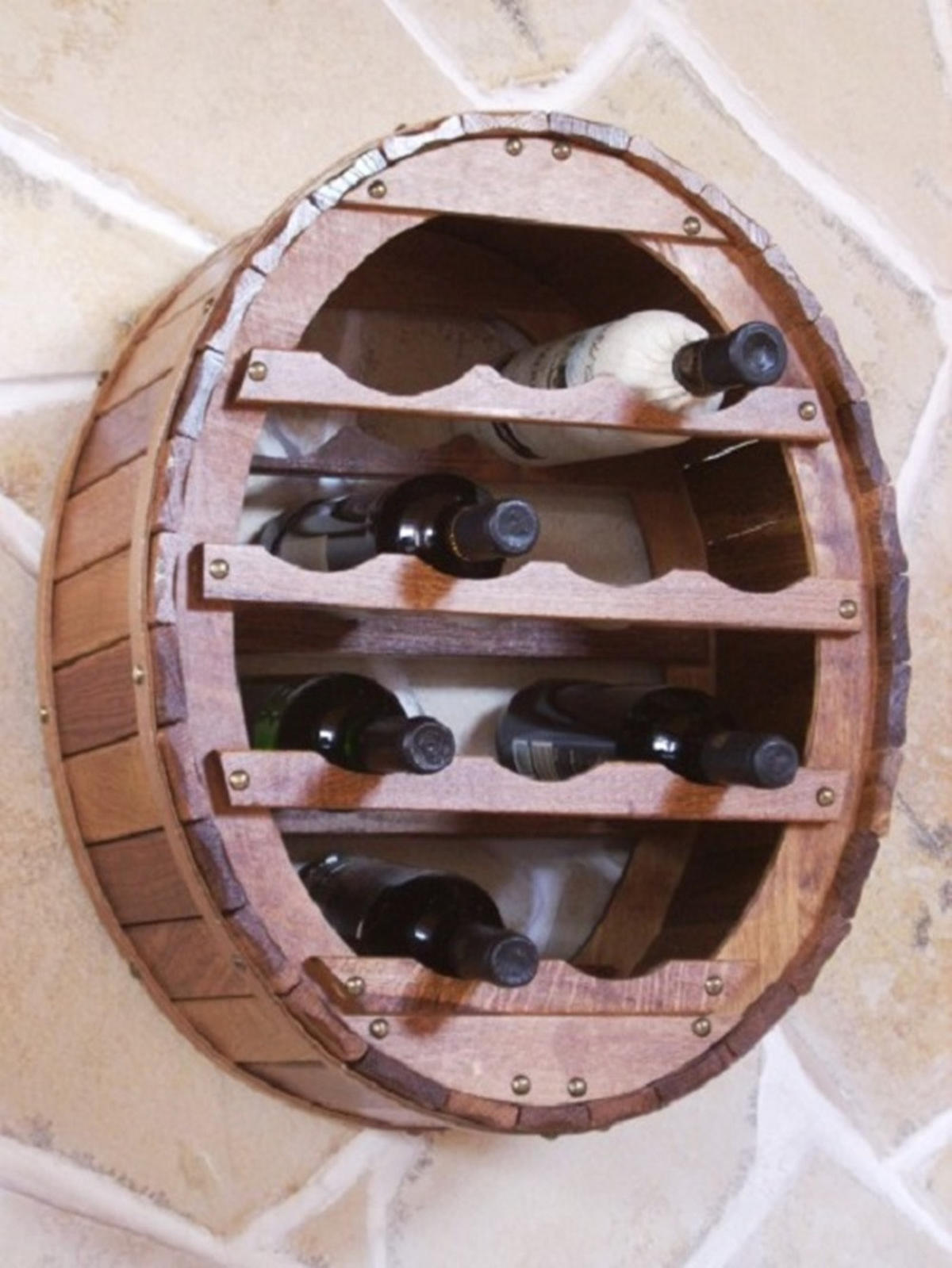 WEINREGAL 12 Flaschen für die Wand Holz Braun gebeizt - Braun, Holz (45/56/24cm) - DanDiBo