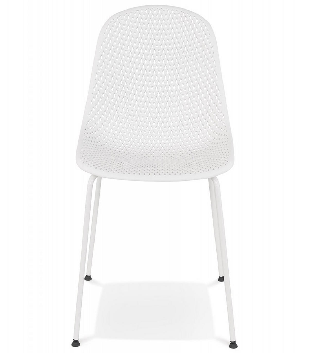 STUHL Kunststoff perforiert Indoor & Outdoor, Weiß 58,5x46,5x82,5 cm - Weiß, Kunststoff/Metall (59/83/47cm) - KADIMA DESIGN