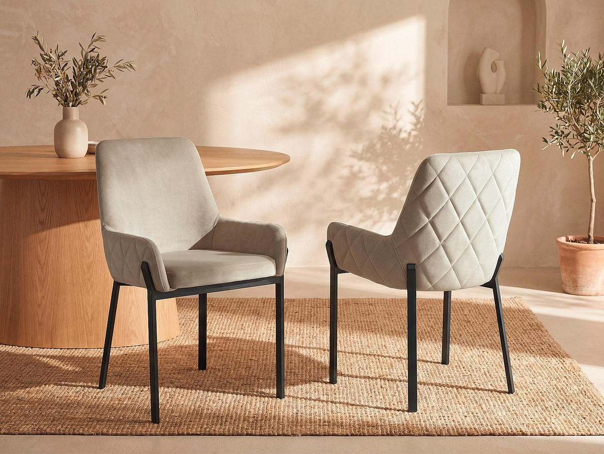 STUHL - 57 cm x 60.5 cm - samt - beige Carolona - Beige, Textil (57/85/60.5cm) - Vente-Unique
