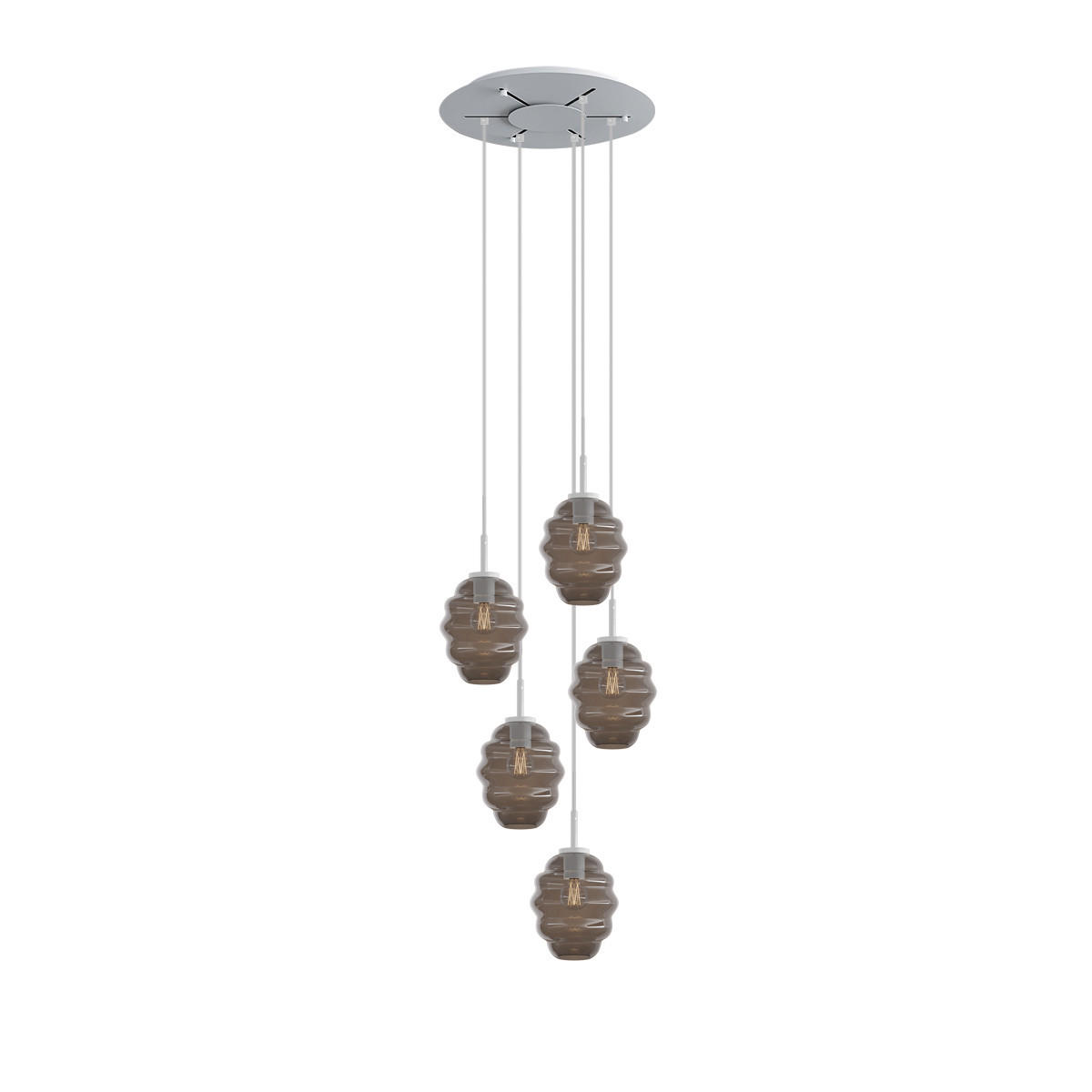GALERIELEUCHTE Echos 5-flammig Rauch Ø 18cm - Anthrazit/Weiß, Glas (18/18/20cm) - s.luce