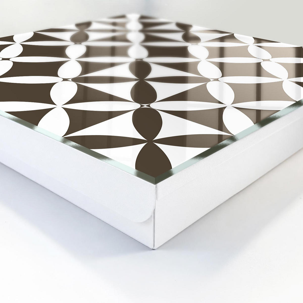 SCHLÜSSELBOX Weiß 30x30 cm – Türöffnung nach rechts - Geometrische Komposition - Braun, Metall (30/30/5cm) - TULUP