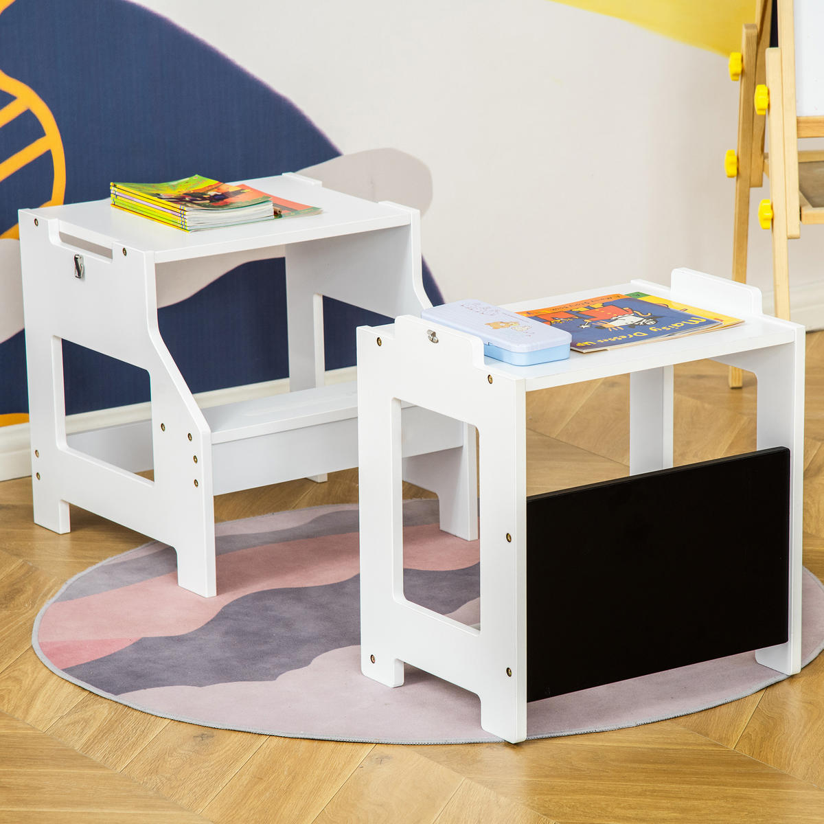 LERNTURM DE-17225 3-in-1 mit Tafel & Sicherheitsrand Weiß - Weiß, Holzwerkstoff (44/86/42cm) - ComfortXL