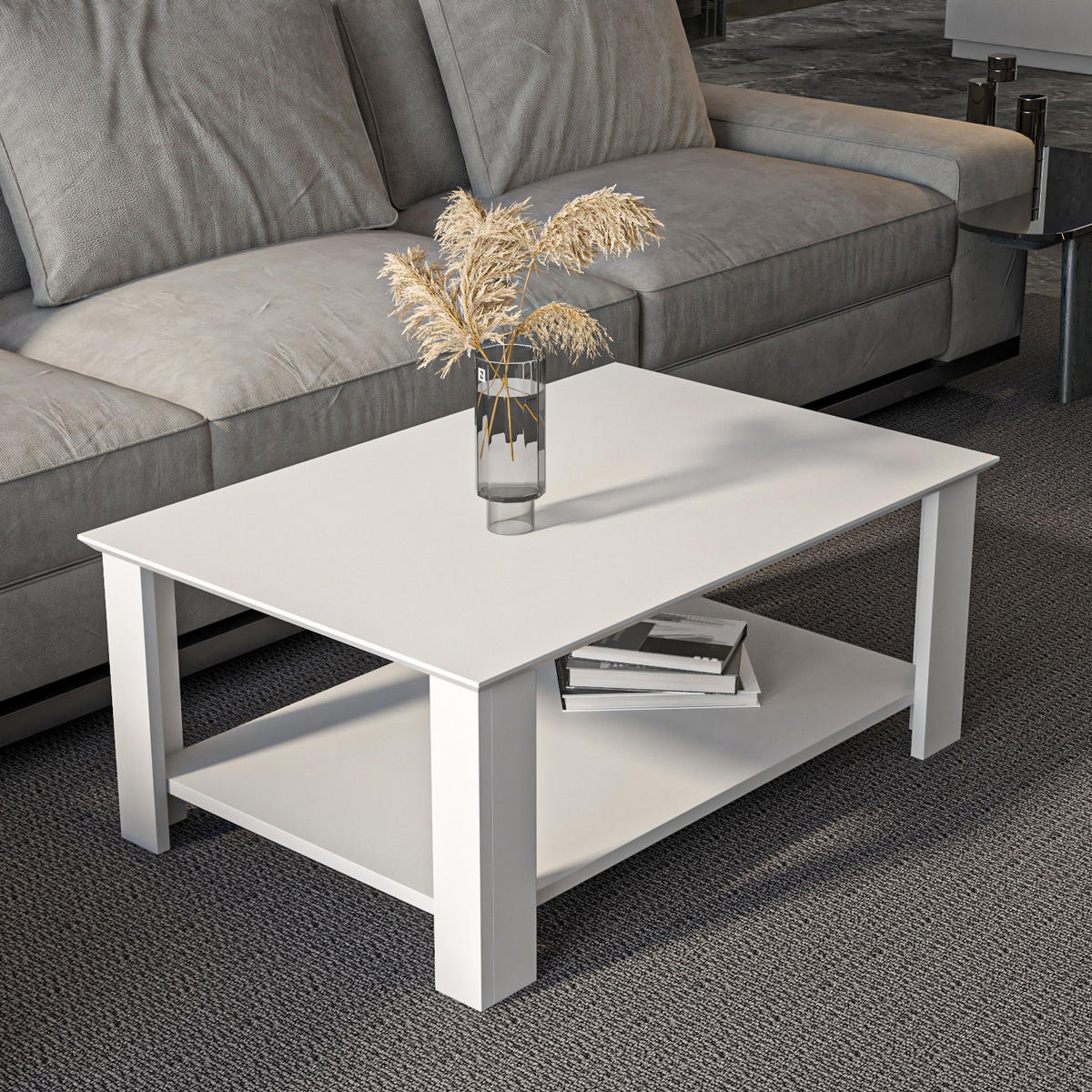 COUCHTISCH Leroy Weiß - Weiß, Holzwerkstoff (90/60/37cm) - Decorotika