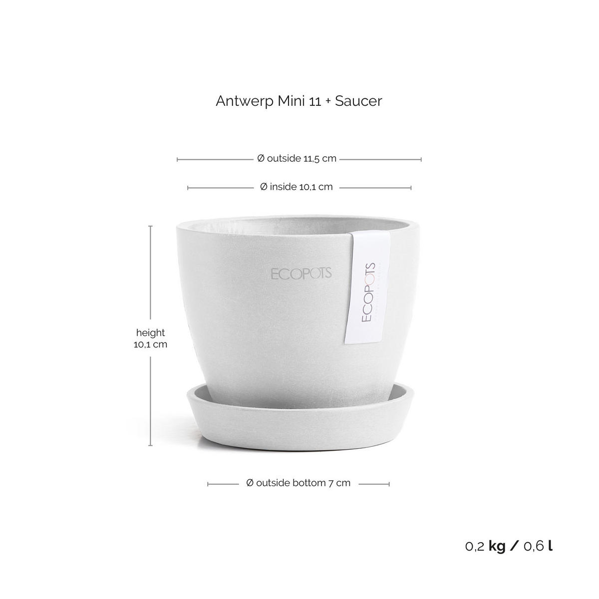 BLUMENTOPFUNTERSETZER Antwerp 11,5/10,1 cmWeiß - Weiß, Kunststoff (11.5/10.1cm) - Ecopots